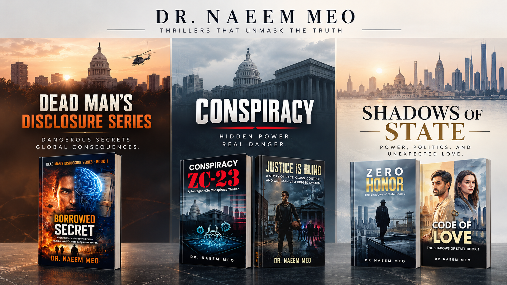 Dr. Naeem Meo Books Review: 5 Thrillers Across 3 Series